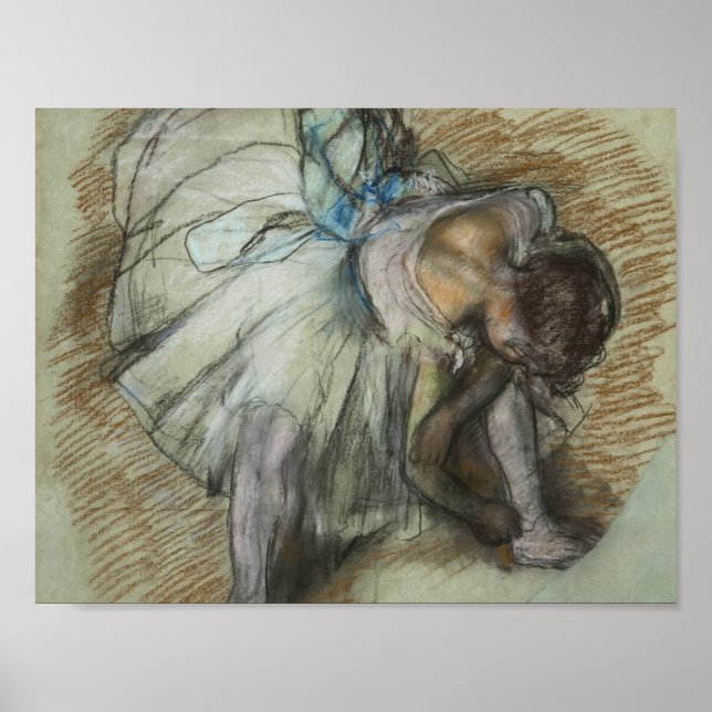 Edgar Degas - dansare som justerar skon Poster (Framsidan)