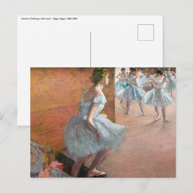 Edgar Degas - dansare som klättrar i trappor Vykort (Fram/baksida)