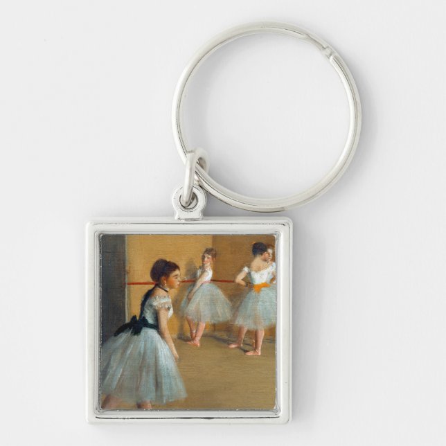 Edgar Degas Dansfoajén på operan Fyrkantig Silverfärgad Nyckelring (Framsidan)