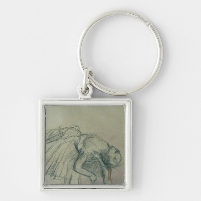 Edgar Degas den | dansare som fixar henne Fyrkantig Silverfärgad Nyckelring (Framsidan)