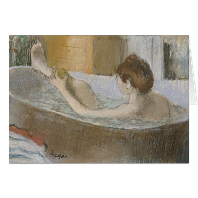 Edgar Degas den | kvinnan i henne badet som Hälsningskort (Framsidan Horizontal)