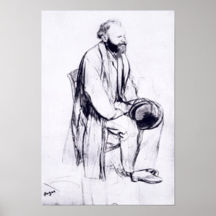 Edgar Degas den studien för ett porträtt av Poster