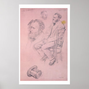 Edgar Degas den studien för porträtt av Edouard Poster