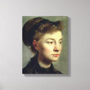 Edgar Degas det porträtt av en ung kvinna, 1867 Canvastryck