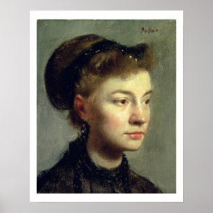 Edgar Degas det porträtt av en ung kvinna, 1867 Poster