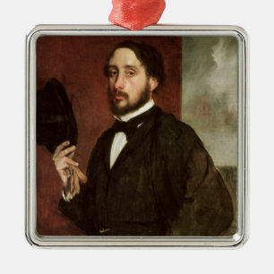 Edgar Degas det självporträtt, c.1862 Julgransprydnad Metall