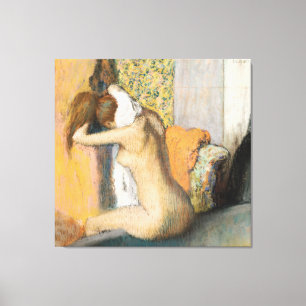 Edgar Degas efter badet, kvinnauttorkningnacke Canvastryck