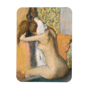 Edgar Degas efter badet, kvinnauttorkningnacke Magnet