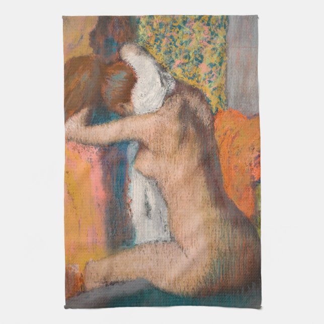 Edgar Degas - Efter badplatsen torkar kvinnor Nack Kökshandduk (Vertikal)