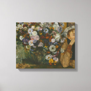 Edgar Degas - en kvinna som sitter bredvid Vas Canvastryck
