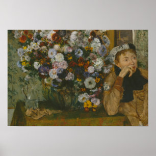 Edgar Degas - en kvinna som sitter bredvid Vas Poster