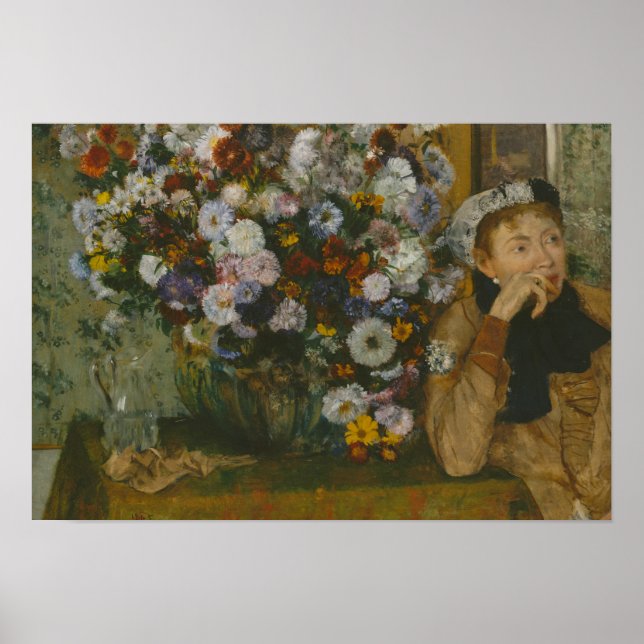 Edgar Degas - en kvinna som sitter bredvid Vas Poster (Framsidan)