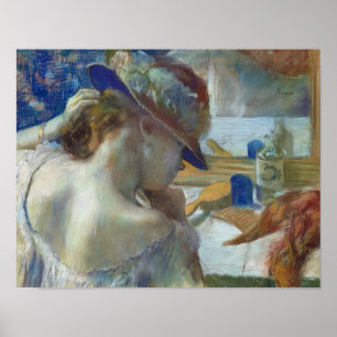 Edgar Degas framme av spegeln, 1889 Poster