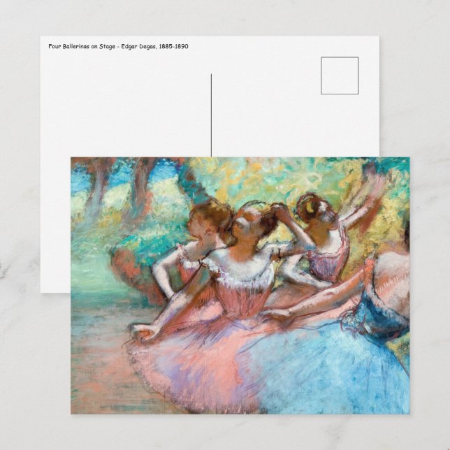 Edgar Degas - Fyra balettflickor på scenen Vykort (Fram/baksida)