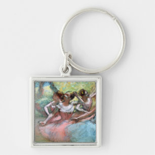 Edgar Degas fyra ballerinas på arrangera Fyrkantig Silverfärgad Nyckelring