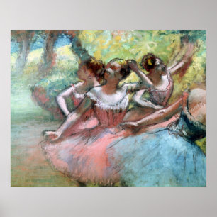 Edgar Degas fyra ballerinas på arrangera Poster