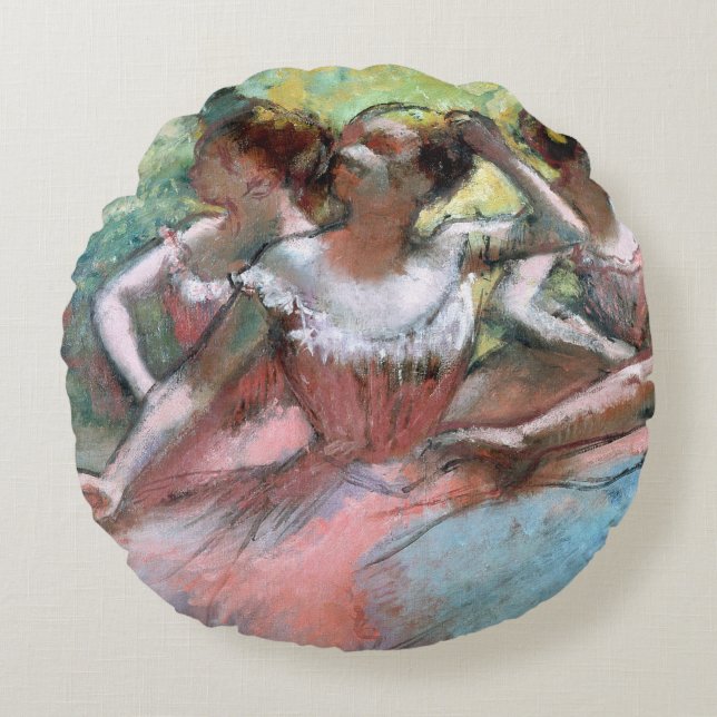 Edgar Degas | fyra ballerinas på arrangera Rund Kudde (Framsidan)