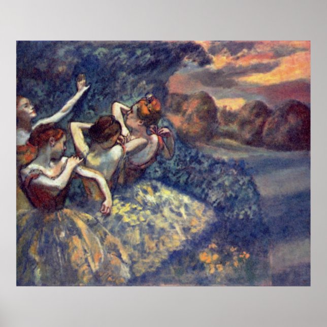 Edgar Degas - Fyra dansare 1899 Ballet Canvas Poster (Framsidan)