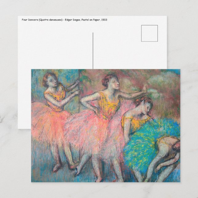 Edgar Degas - fyra dansare Vykort (Fram/baksida)