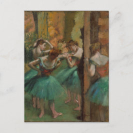 Edgar Degas gröna dansare som är rosa och Vykort