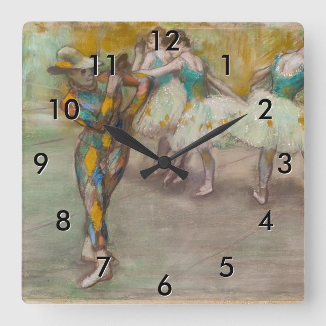 Edgar Degas - Harlequin Dance Fyrkantig Klocka (Framsida)