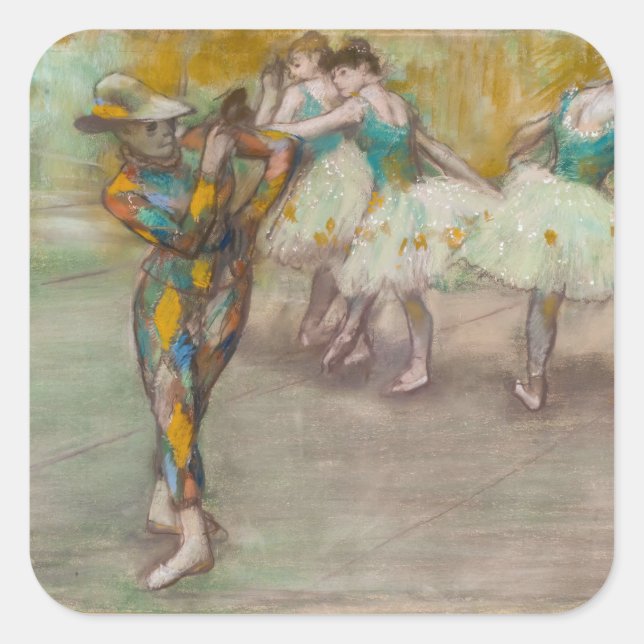 Edgar Degas - Harlequin Dance Fyrkantigt Klistermärke (Framsida)