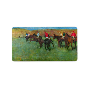 Edgar Degas - hästkapplöpning för start Adressetikett