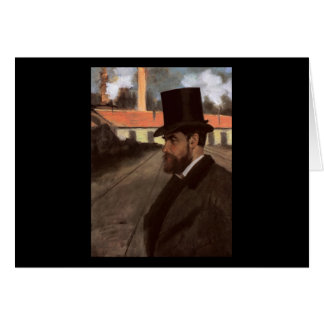 Edgar Degas Henri Rouart framme av hans fabrik Hälsningskort