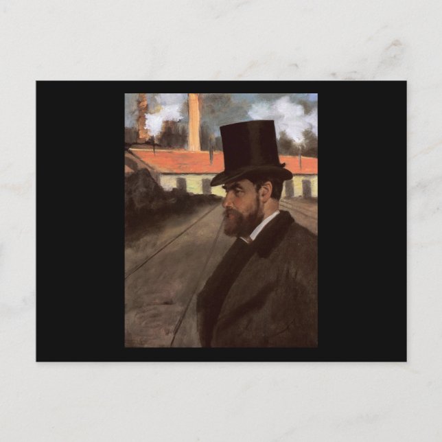 Edgar Degas Henri Rouart framme av hans fabrik Vykort (Framsida)