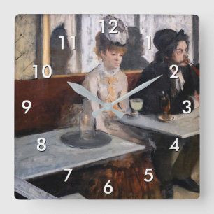 Edgar Degas - i ett cafe / absinthe Fyrkantig Klocka