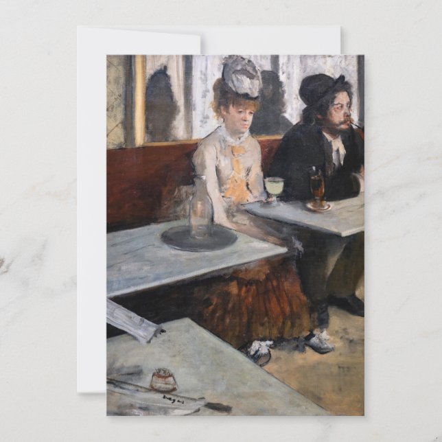 Edgar Degas - i ett cafe / absinthe Inbjudningar (Framsida)