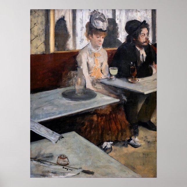 Edgar Degas - i ett cafe / absinthe Poster (Framsidan)