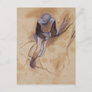Edgar Degas Jockey flexed forward stand Vykort