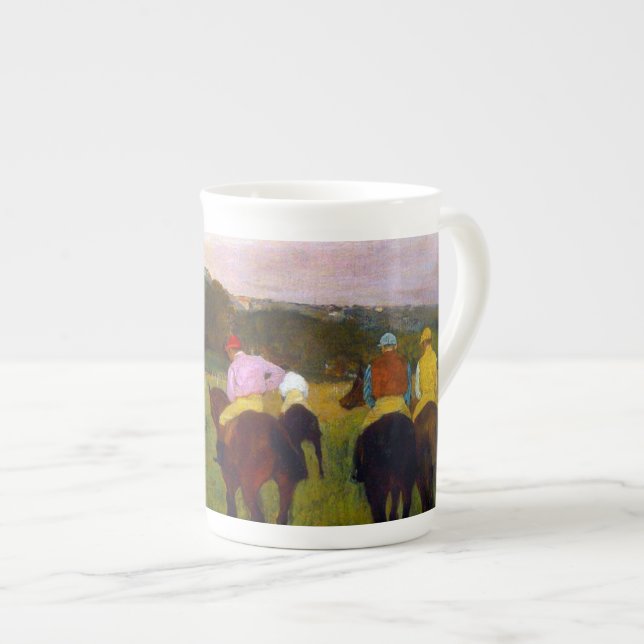 Edgar Degas Kapplöpande hästar vid Longchamp Benporslin Mugg (Framsida höger)