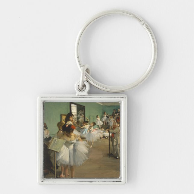 Edgar Degas-klassen Dance Fyrkantig Silverfärgad Nyckelring (Framsidan)