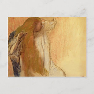 Edgar Degas: Kvinna som kommer i hennes hår Vykort