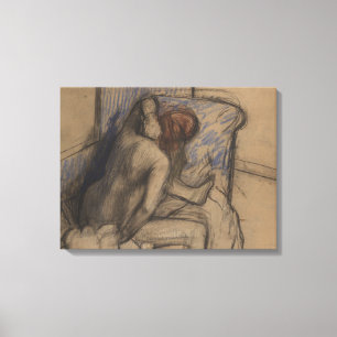 Edgar Degas kvinnauttorkning henne hår Canvastryck