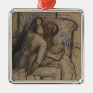 Edgar Degas kvinnauttorkning henne hår Julgransprydnad Metall