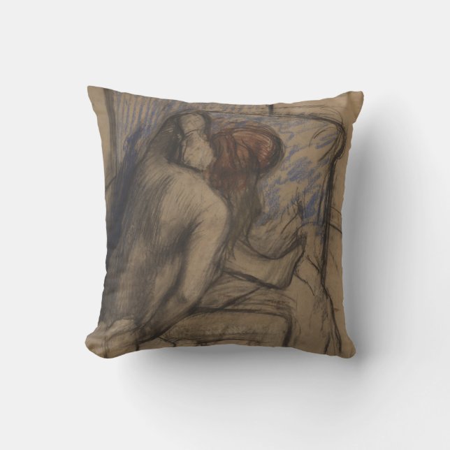 Edgar Degas | kvinnauttorkning henne hår Kudde (Framsida)