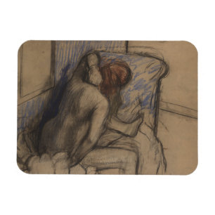 Edgar Degas kvinnauttorkning henne hår Magnet