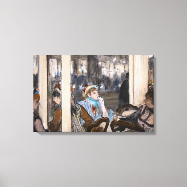 Edgar Degas - Kvinnor i ett Cafe Terrace i kväll Canvastryck (Framsida)