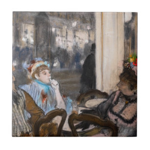 Edgar Degas - Kvinnor i ett Cafe Terrace i kväll Kakelplatta