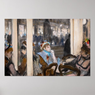 Edgar Degas - Kvinnor på en kaféterrassen på kväll Poster