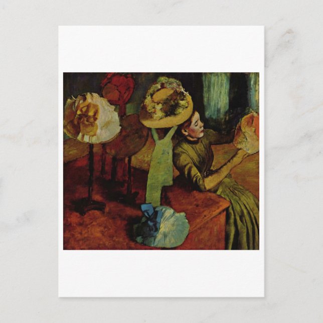 Edgar Degas - Mode Product 1885 Woman Hat Vykort (Framsida)