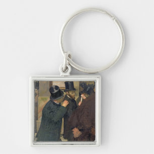 Edgar Degas på lagrarutbytet, c.1878-79 Fyrkantig Silverfärgad Nyckelring