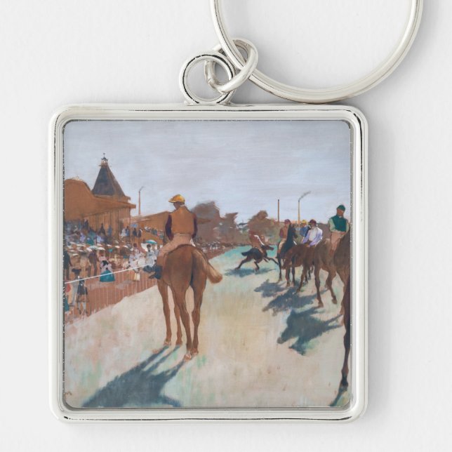 Edgar Degas - Paraden Fyrkantig Silverfärgad Nyckelring (Framsidan)