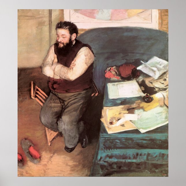 Edgar Degas Porträtt av Diego Martelli Poster (Framsidan)