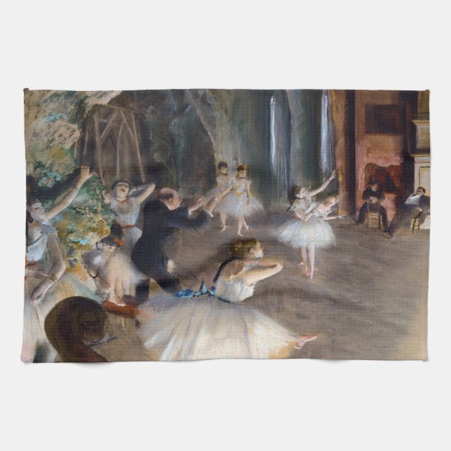 Edgar Degas - Rehearsal of the Ballet Onstage Kökshandduk (Horisontell)