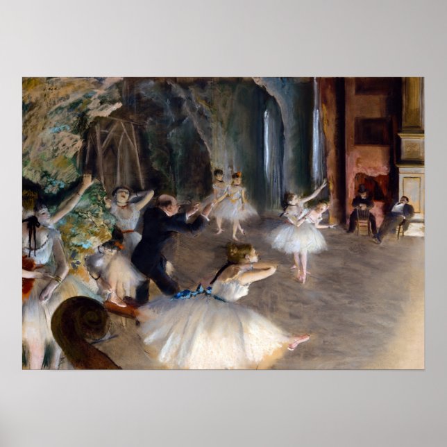 Edgar Degas - Rehearsal of the Ballet Onstage Poster (Framsidan)