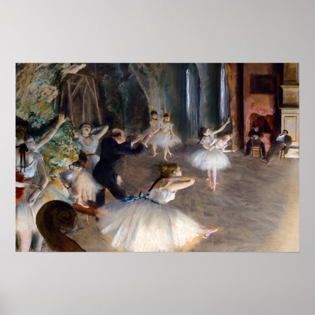 Edgar Degas - Rehearsal of the Ballet Onstage Poster (Framsidan)